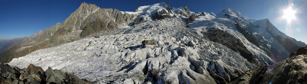 La jonction du glacier des Bossons et de celui de Taconnaz